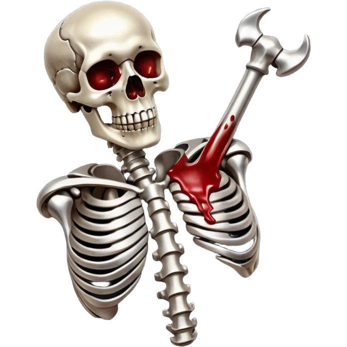 metallic anatomic bones with blood, steel texture, dark dramatic tone, clean background emoji