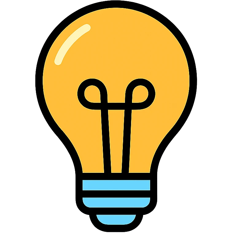bulb icon, black outlines with subtle color accents, modern emoji