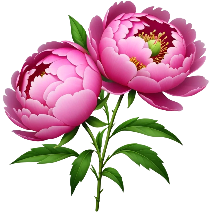 bouquet pink Peony, luxuriant, stem, leaf, bud emoji