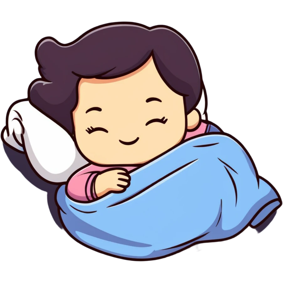 adorable girl sleeping with a small blanket emoji