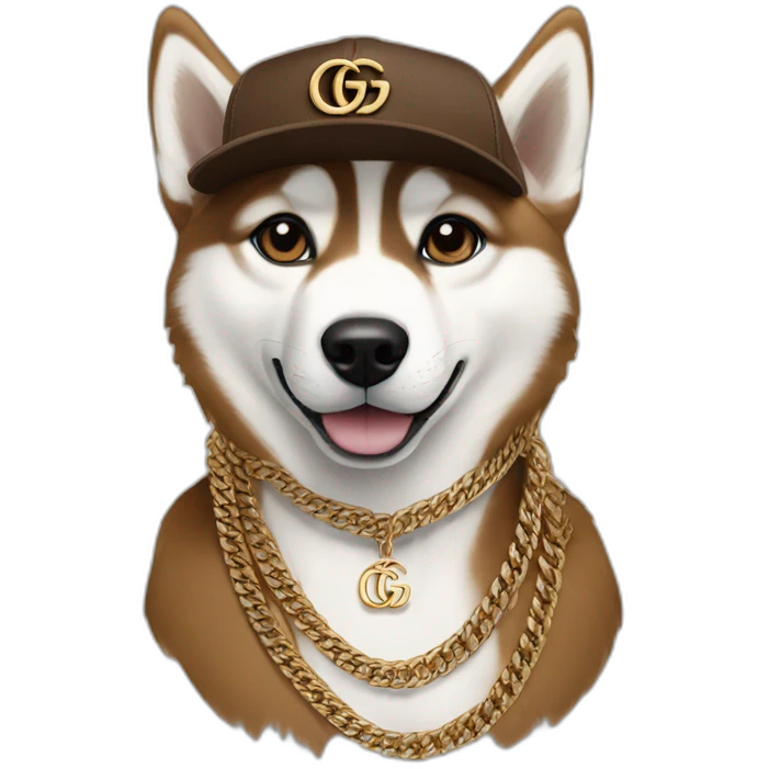 Husky brown with Gucci chains and cap gucci emoji