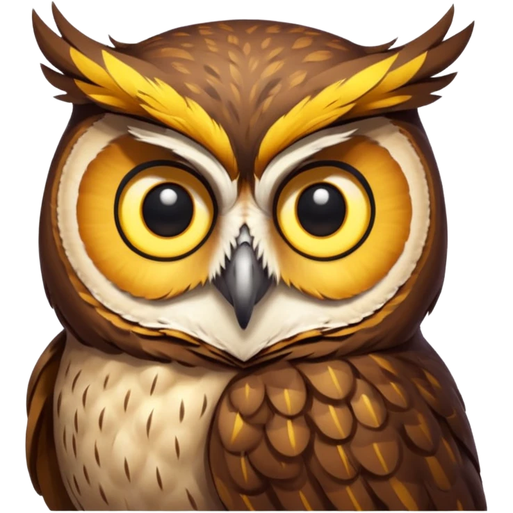 Owl – Wise-looking owl with large eyes, perched calmly emoji