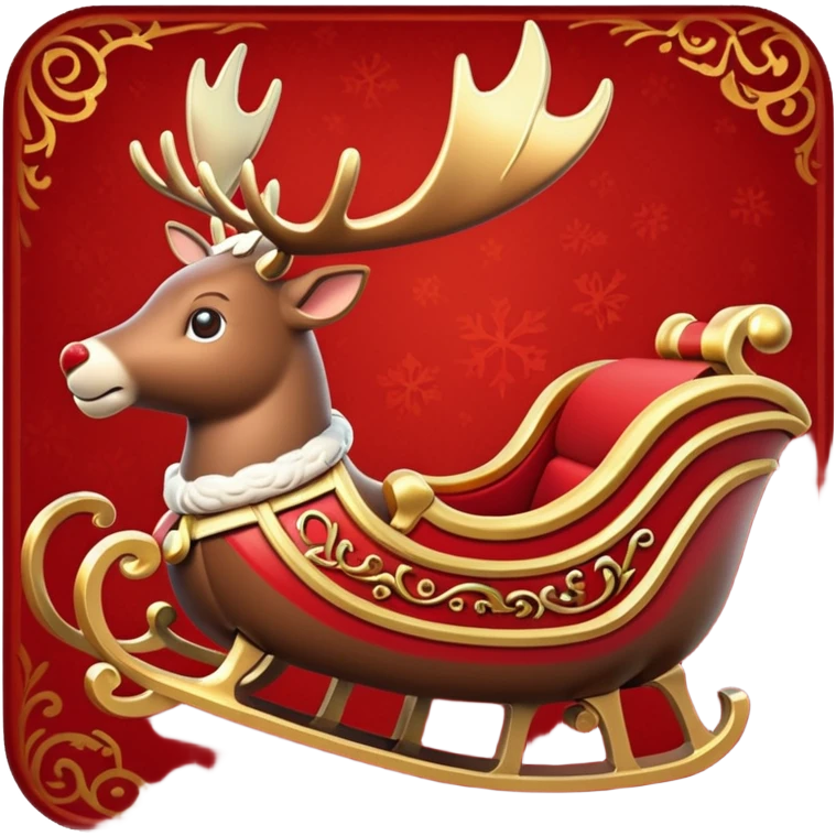 santa's sleigh with reindeer in flight emoji