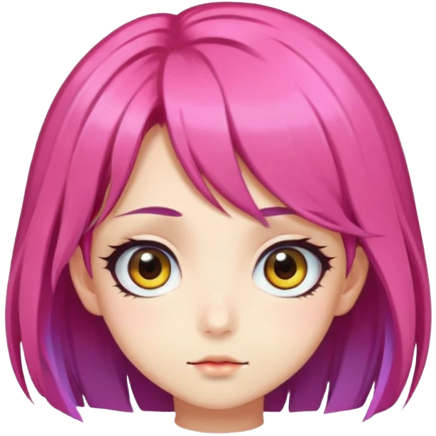 Japanese anime style character with big eyes and colorful hair emoji