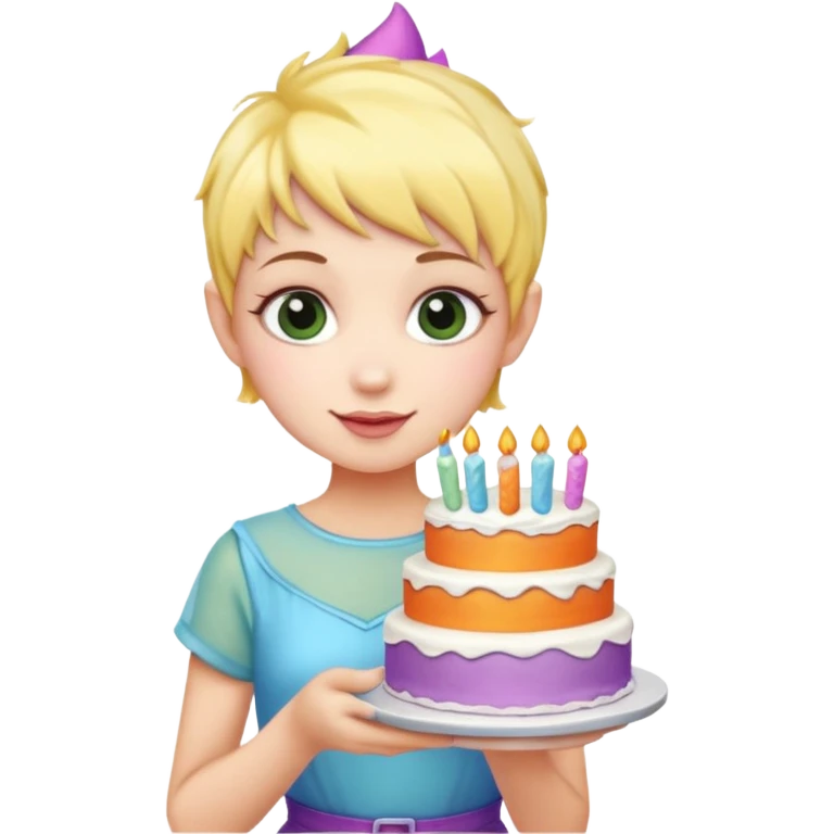 Pixie with cake emoji