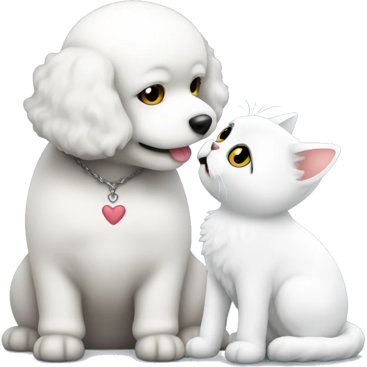 Bichon kissing a cat emoji