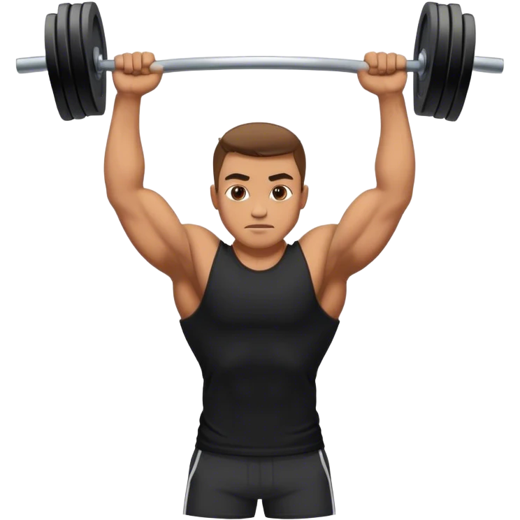 a man in a black T-shirt wants a chest press. emoji