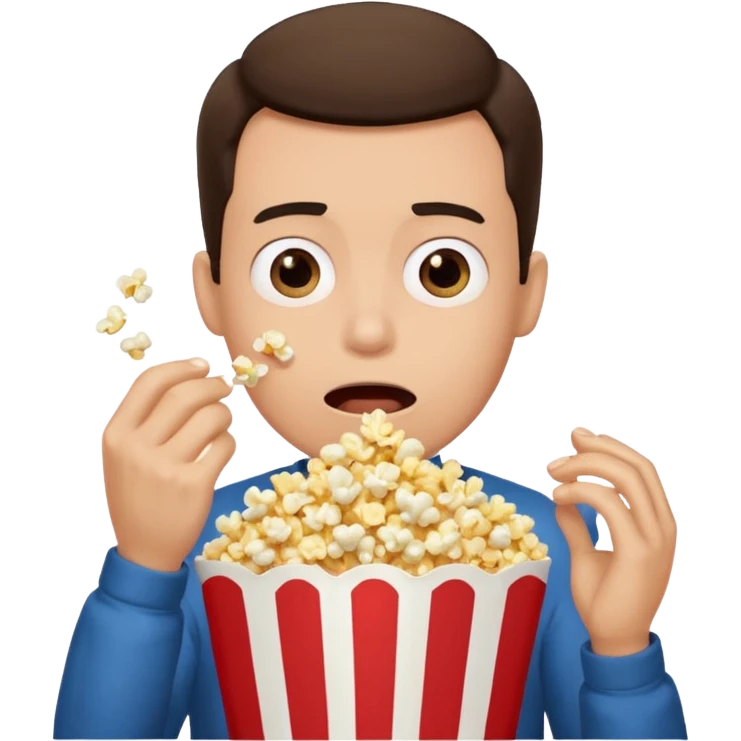 Make a guy eating popcorn in a dramatic conversion emoji