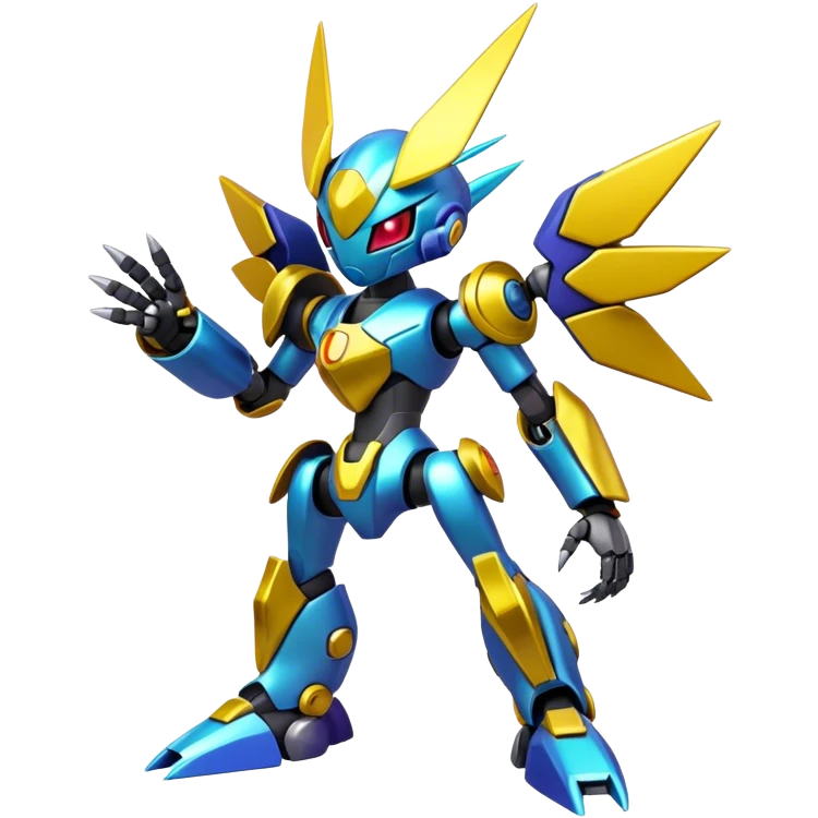 Shiny Futuristic Cool Edgy Cute Fakemon-Pokemon-Digimon-Spectrobes-Medabot-fusion, full body emoji