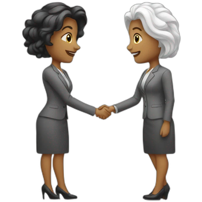 two white business women with different hair colors shaking hands emoji