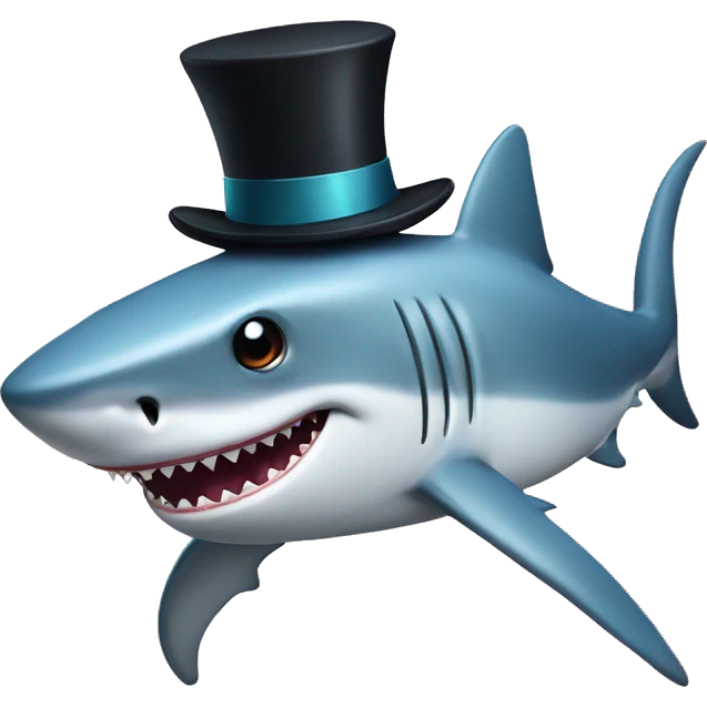 Shark with a top hat emoji