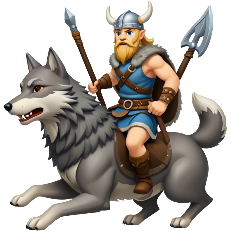 Viking Warrior Riding A Wolf  emoji