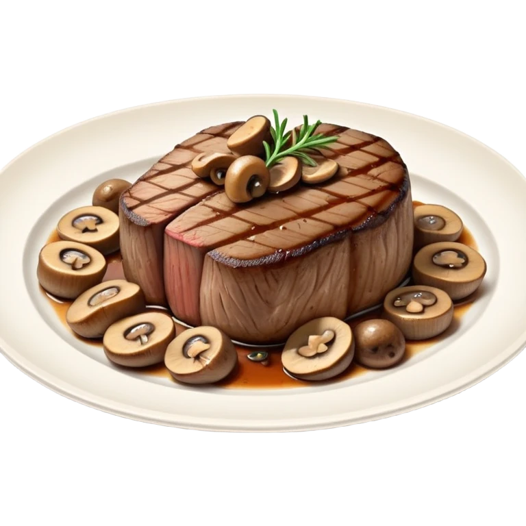 Plate of filet mignon and mushrooms  emoji