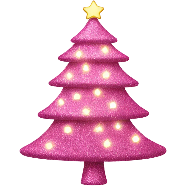 Pink Christmas tree with glitter and lights emoji