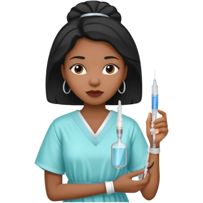 sick black woman getting syringe shot  emoji