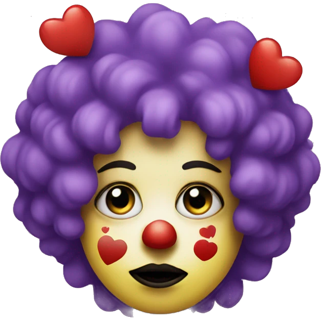 A sad clown with heart eyes coloured like the genderfluid flag emoji