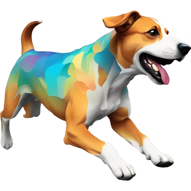 Vector art of a dog running made of vector multicoloured gradient shapes abstract shapes vector art emoji