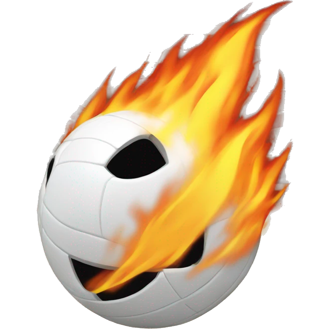 Fire coming out of white volleyball  emoji