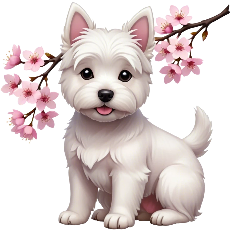 west highland terrier with cherry blos emoji