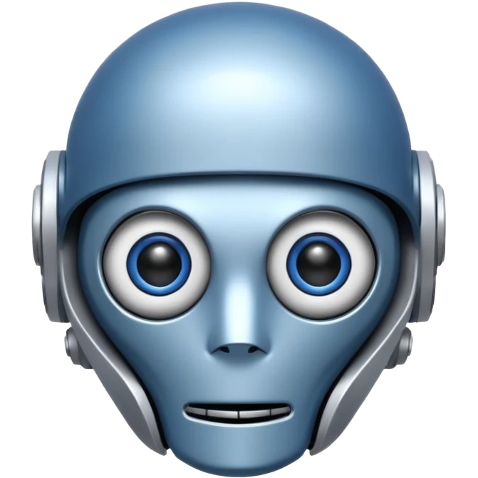tête de robot cosmonaute bleu et blanc avec des yeux plié emoji