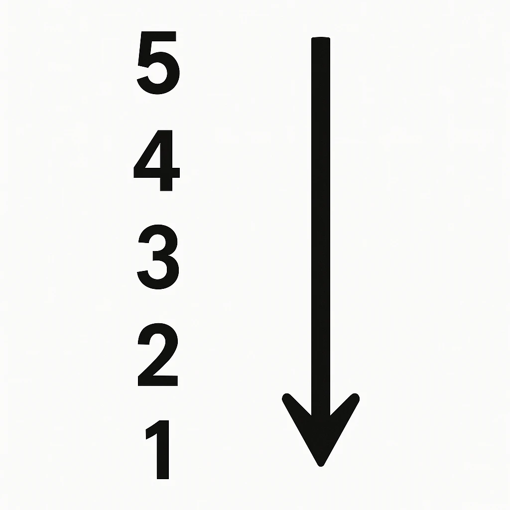 vertical text list with an arrow indicating reversed order emoji