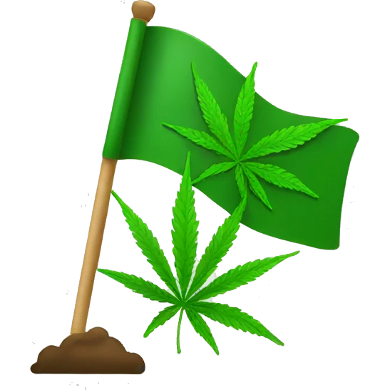 green flag with weed leaf  emoji