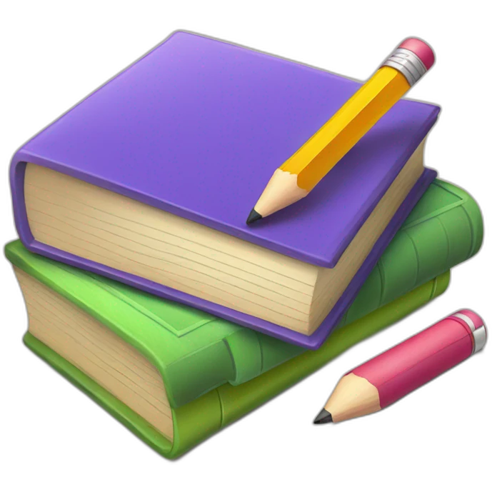 library school books,pencil,rubber emoji