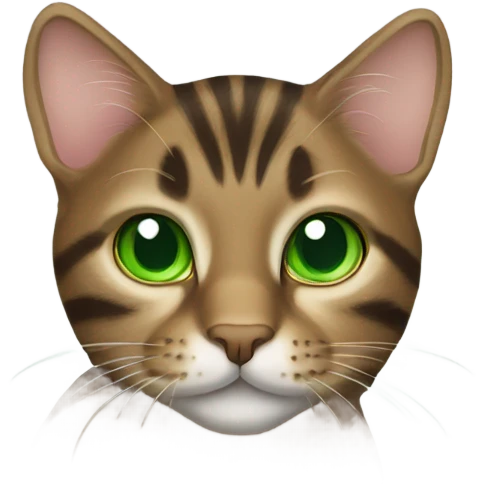 Brown tabby cat with green eyes emoji