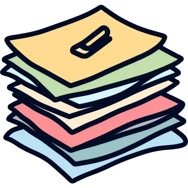 stack of papers with paperclip emoji