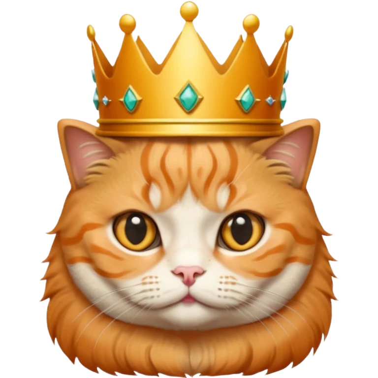 Orange Scottish fold with crown, queen  emoji