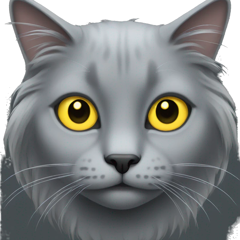 Gray long hair cat with yellow eyes emoji