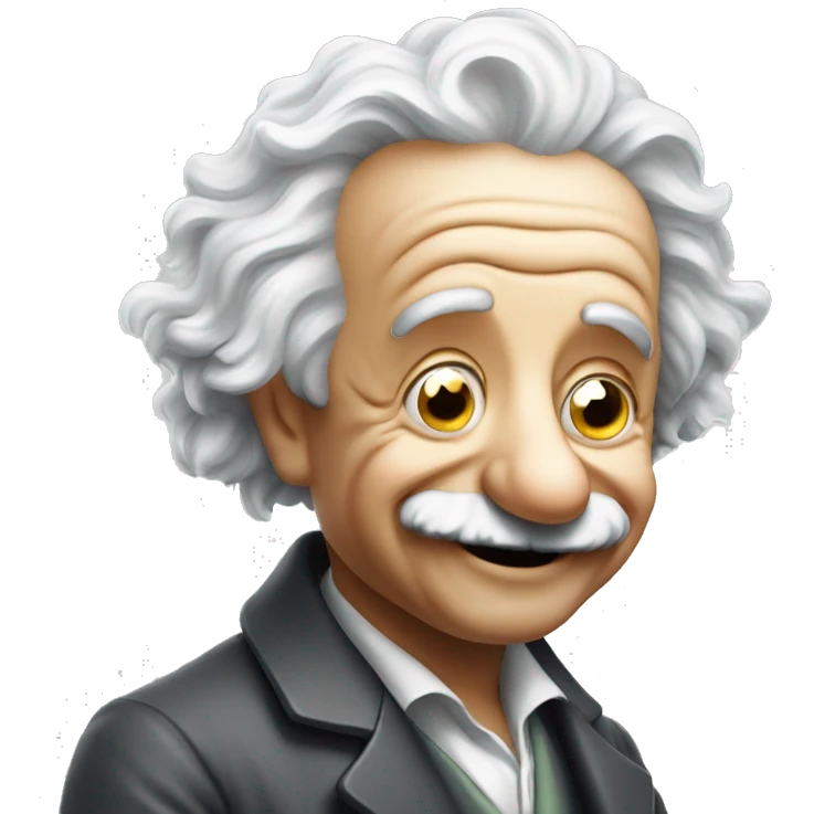 albert einstein with wawing hand and is happy emoji
