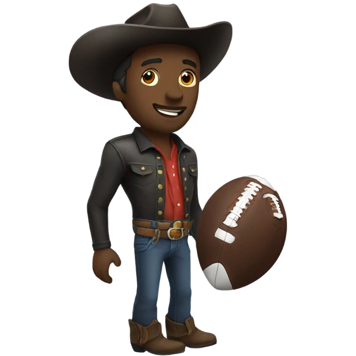 Black Cowboy holding a football emoji
