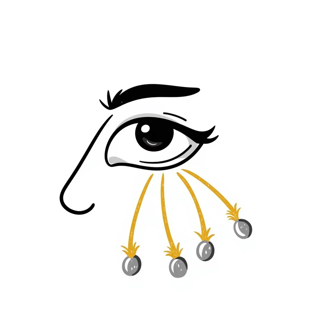An ethereal eye emitting a golden ray that touches skin cells, showing renewal and regeneration, vitamin A retinol concept emoji