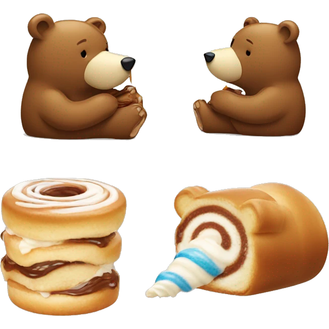 Bear eating a cinnamonroll emoji