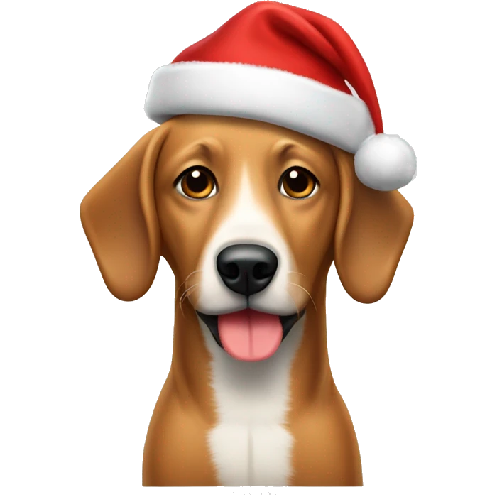 perro salchicha con gorro de navidad emoji