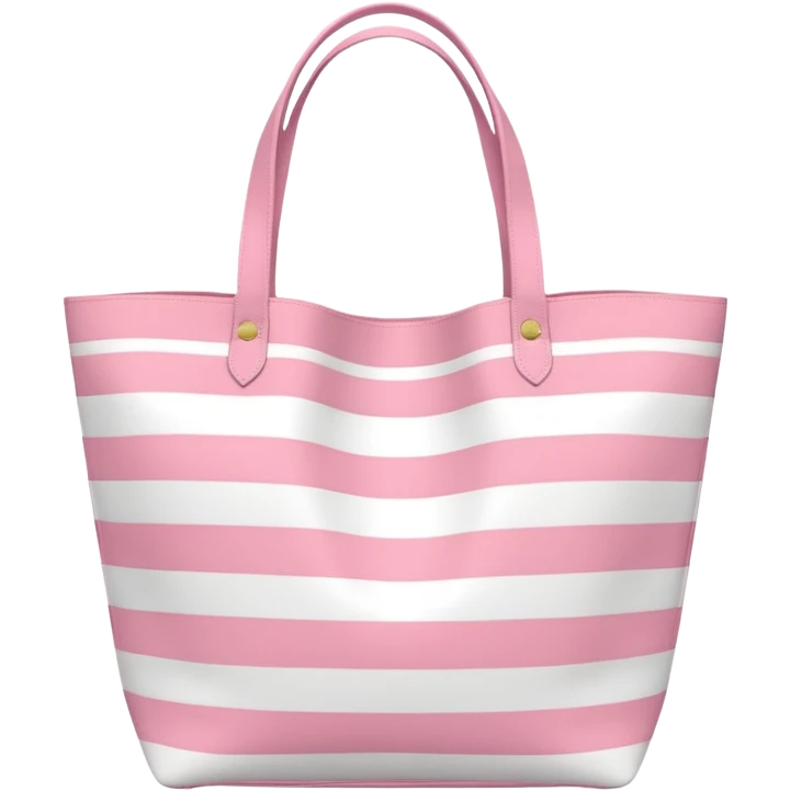a pink tote bag with horizontal stripe patterns. The bag has a soft, slightly wavy shape and long shoulder straps. emoji