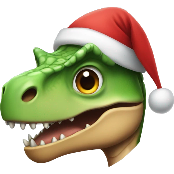 Dinosaur with Santa hat emoji