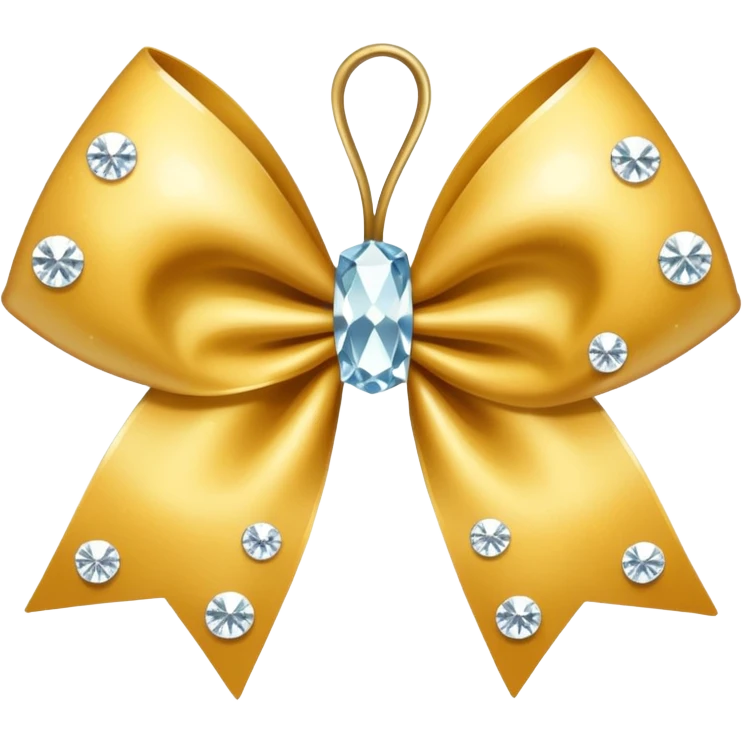 A diamonted cheer bow in gold emoji