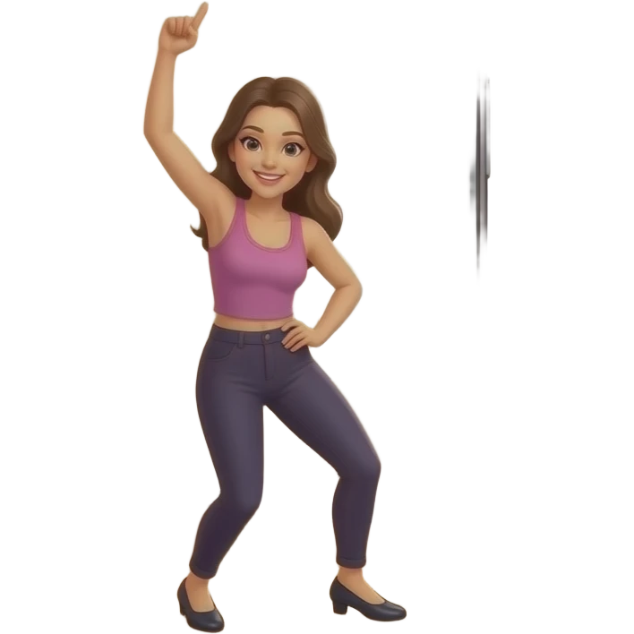 smartphone with a woman dancing in a room on the screen emoji