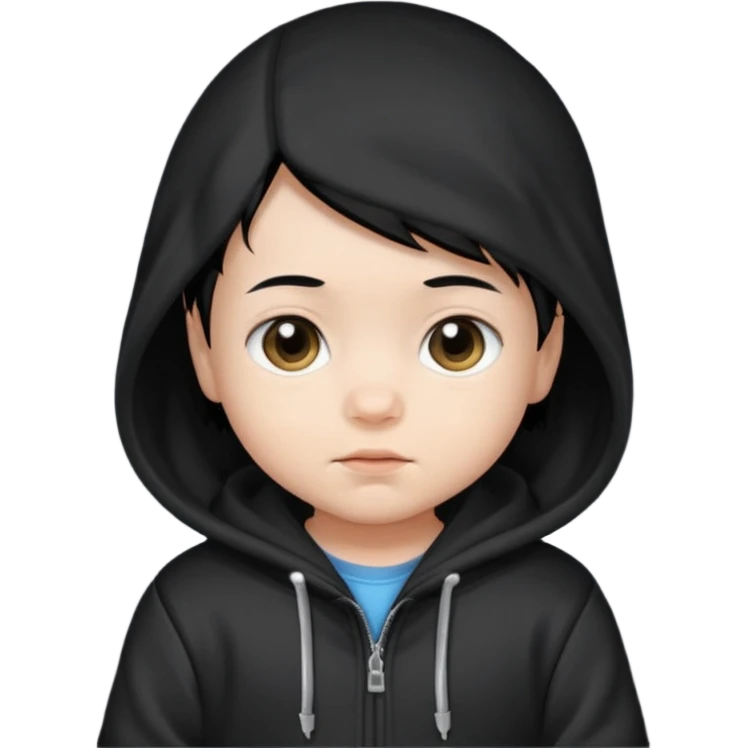 baby with black hair and black hoodie emoji