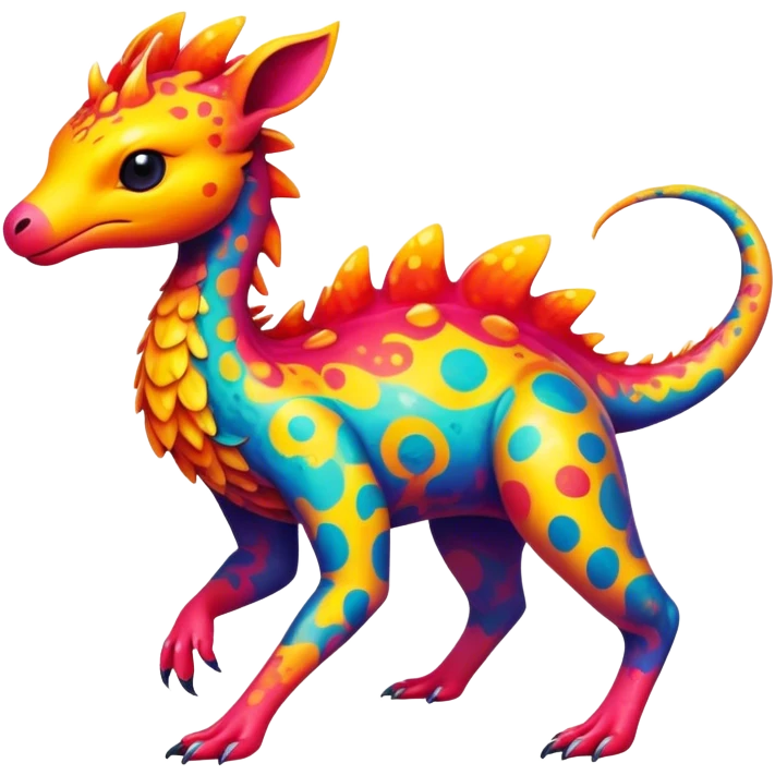 a colorful edgy cute vernid-fionbri-creature with splash patterns full body emoji