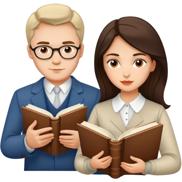 Couple learning each others language  in Montenegro russian man and elegant  Latina girl delicate with books and everything emoji