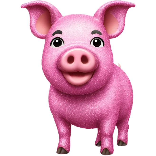 Pink glitter full body pig with glitter emoji