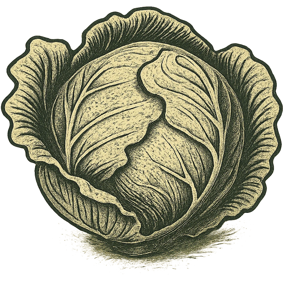 A cabbage in a vintage, retro style. emoji