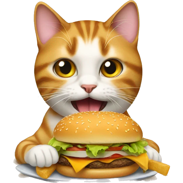 Cat eating hamburger emoji