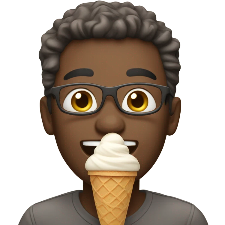 Person eating an ice cream emoji