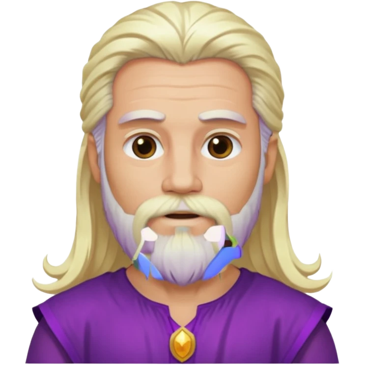 Jupiter from Olympus Gods with long platinum blonde hair and beard, purple tunic emoji