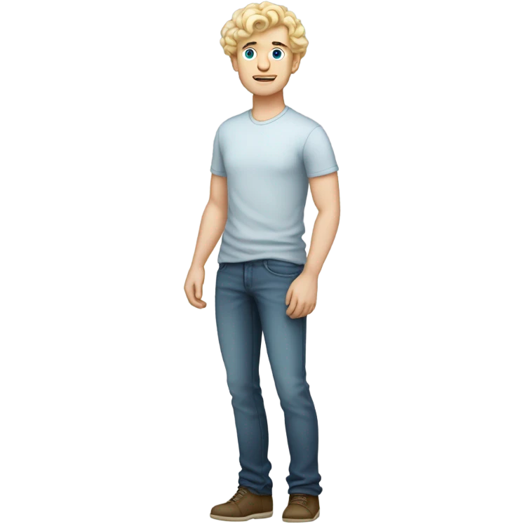 full body standing light curl blonde 30yo man blue eyed pale skin emoji