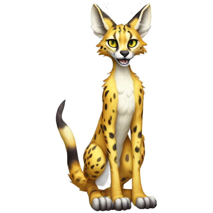 Epic Colorful Sergal-Serval-Vernid full body emoji